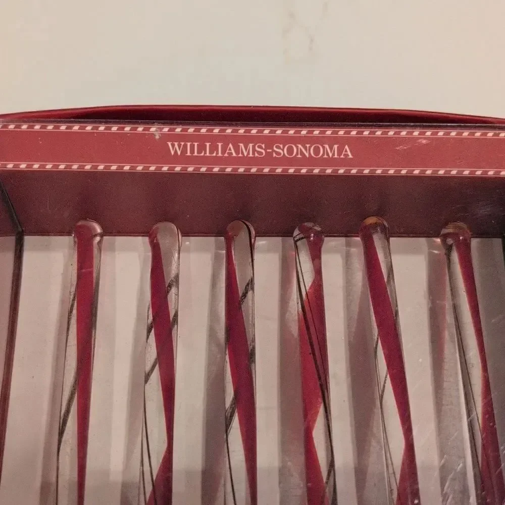 Williams Sonoma Red Swirl Peppermint Glass Stir Sticks Vintage Set Of 6